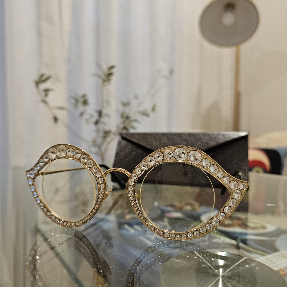 Gucci GG4287 Cat-Eye Gold Crystal-Embellished Glasses